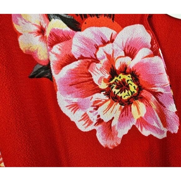 Umgee Womens Red Floral Ruffle Sleeve Wrap Romper Lightweight & Flowy Size XL - Picture 7 of 12